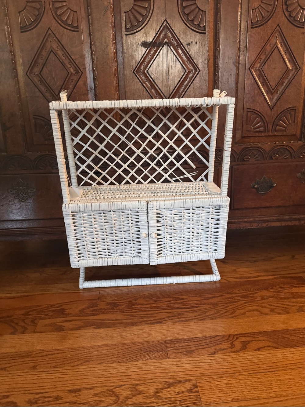 White Wicker Bathroom Storage Cabinet - Brand Unspecified